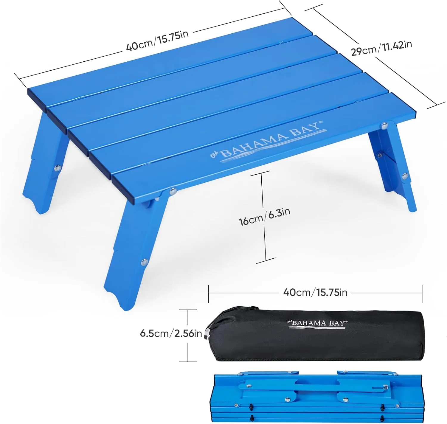 Ultralight Aluminum Mini Table, Foldable Small Beach Table with Retractable Legs, 66lbs/30kg Weight Capacity, Suitable for Picnic Camping Outdoor Hiking(Blue)