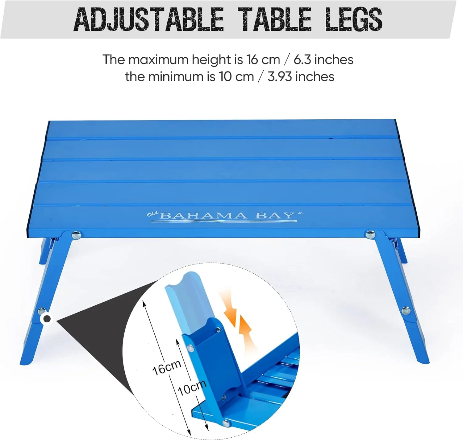 Ultralight Aluminum Mini Table, Foldable Small Beach Table with Retractable Legs, 66lbs/30kg Weight Capacity, Suitable for Picnic Camping Outdoor Hiking(Blue)