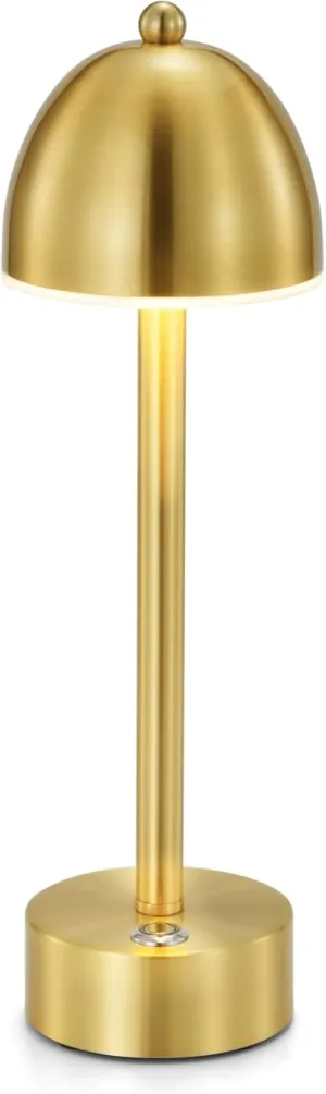 UMEXUS Small Cordless Lamp Mushroom, 5200mAh Rechargeable Battery Operated Lights for Restaurant Bar Table, Dimmable Touch Nightstand Lamp, Portable Table Lighting for Outdoor Patio, Modern Gold Brass