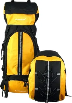 UNISTRENGH 70L 10L Internal Frame Backpack Waterproof Hiking Backpack Backpacking for Camping Mountaineering Fishing (80L Yellow)