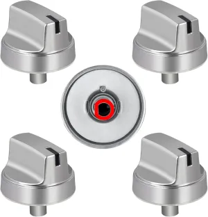 Upgrade WB03X29354 Stove Knobs Replacements, Reinforced Stainless Steel Protection Ring, Only Compatible with General Electric GE Gas Range/Oven/Stove Knobs (5 Pieces)