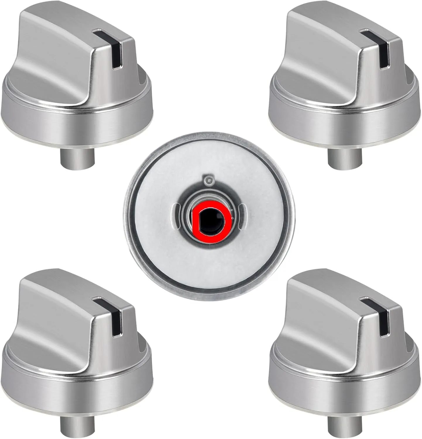 Upgrade WB03X29354 Stove Knobs Replacements, Reinforced Stainless Steel Protection Ring, Only Compatible with General Electric GE Gas Range/Oven/Stove Knobs (5 Pieces)