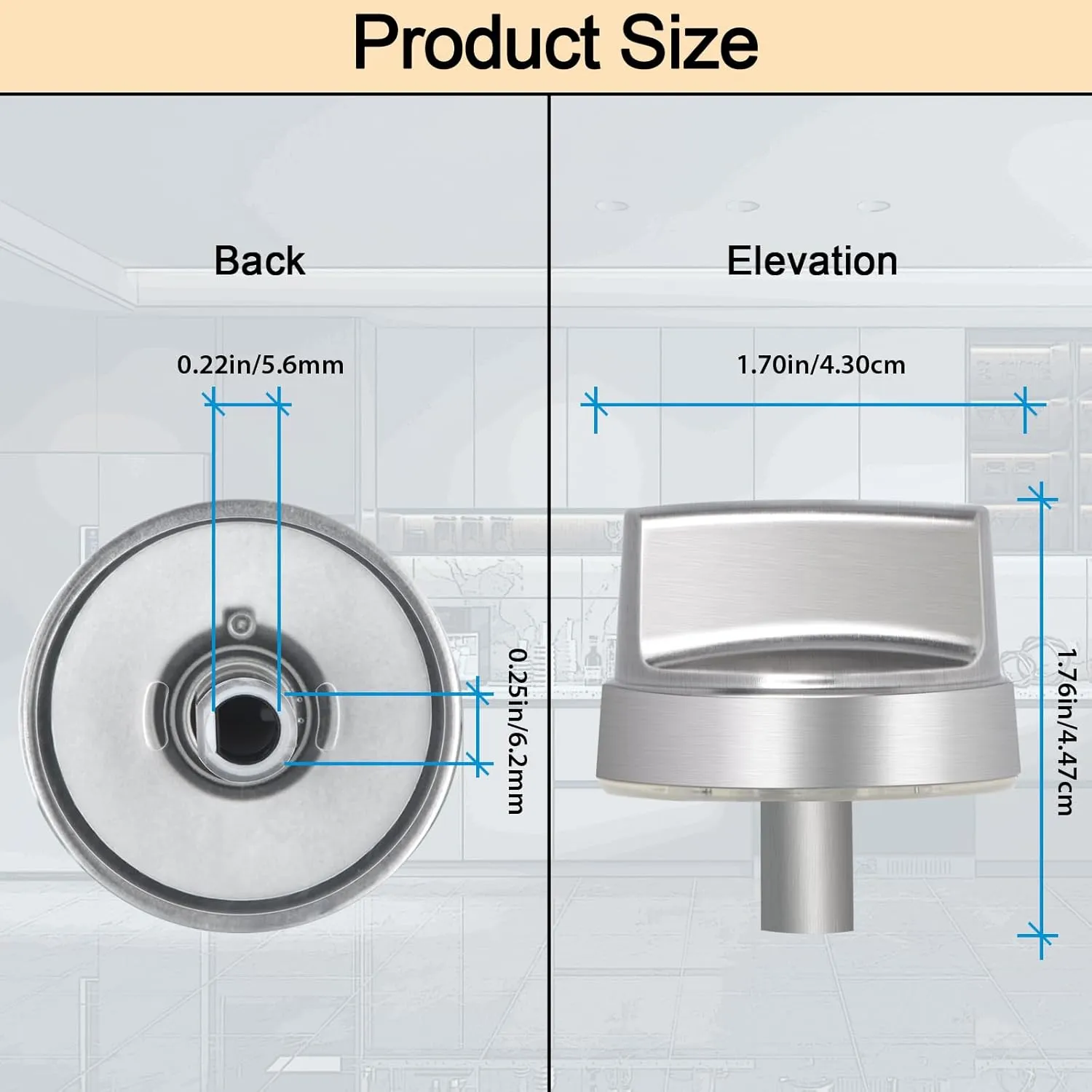 Upgrade WB03X29354 Stove Knobs Replacements, Reinforced Stainless Steel Protection Ring, Only Compatible with General Electric GE Gas Range/Oven/Stove Knobs (5 Pieces)