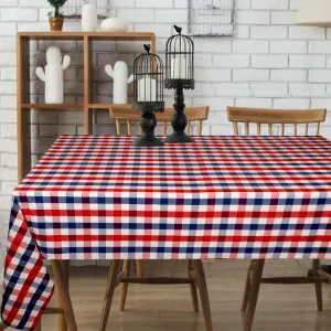 Urban Villa Tablecloth Buffalo Check Table Cloth Tabletop Cover Kitchen Dining Tablecloth 100% Cotton Party Holiday Dinner Red/Blue/White Rectangle 60X102 Inches 8-10 Seats Table Cloth