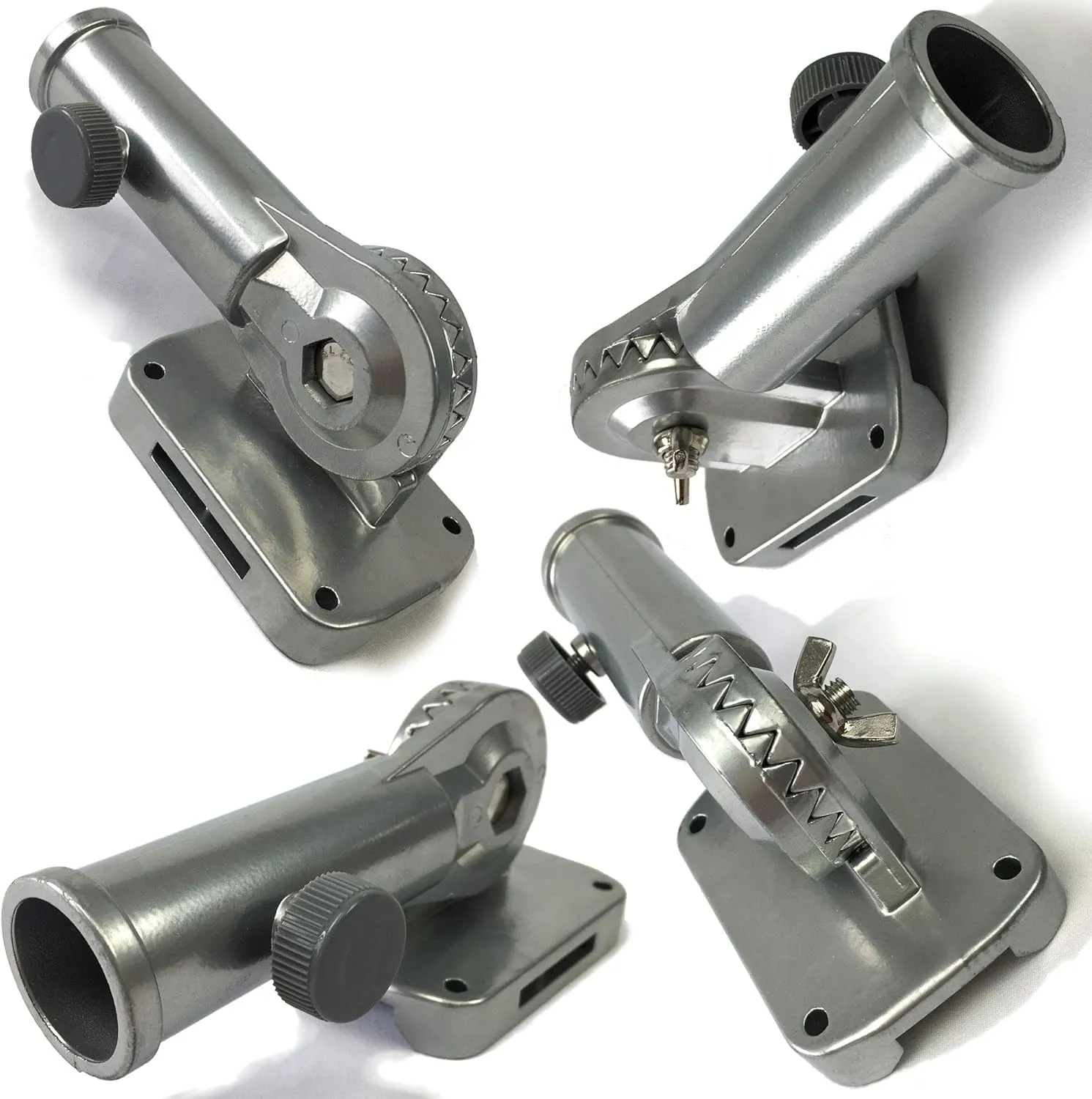 USA Flag Co. Freedom Cast-Aluminum Flagpole Bracket, 13-Position Vertical or Horizontal for 1-inch Diameter Flag Pole Adjustable Mounting Holder (Brushed Aluminum)