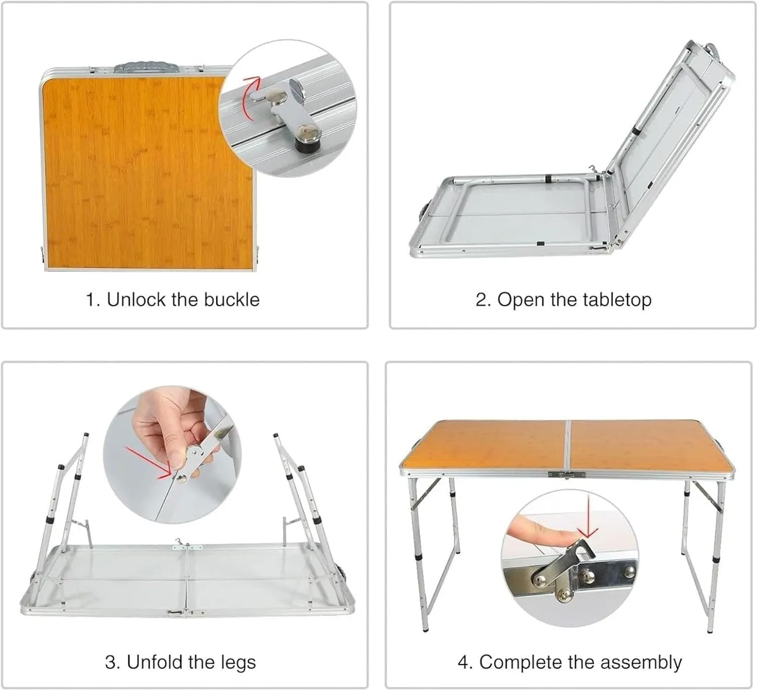 Usoway Portable Beach Table Folding Camping Table Aluminum Ultralight Height Adjustable Camp Table 3 Heights Folding Camping Table (C : White), 665599