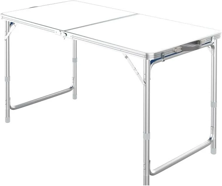 Usoway Portable Beach Table Folding Camping Table Aluminum Ultralight Height Adjustable Camp Table 3 Heights Folding Camping Table (C : White), 665599