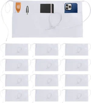 Utopia Wear 12 Pack Server Apron with 3 Pockets, Waist Apron for Waiter Waitress, 12 Inches