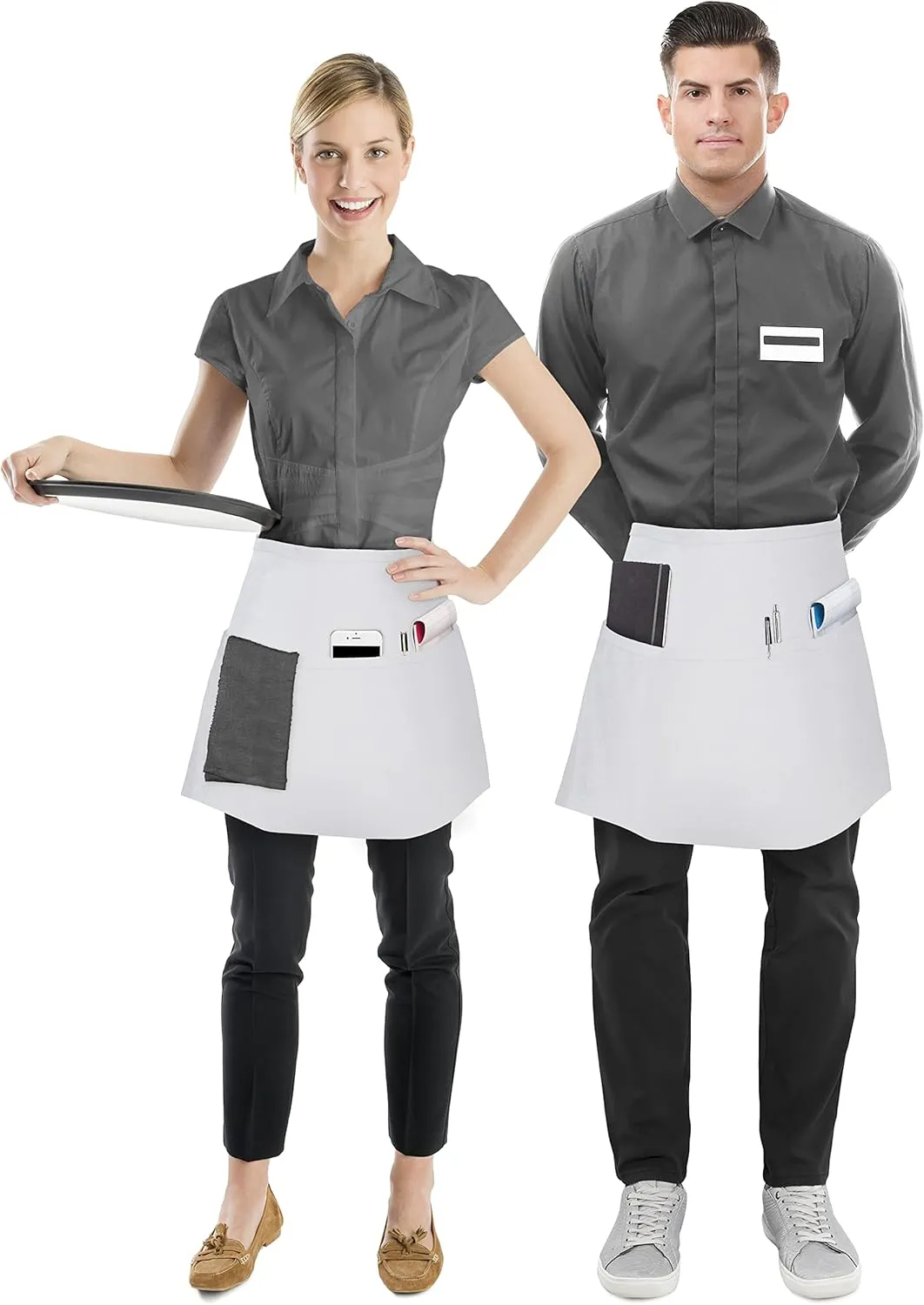 Utopia Wear 12 Pack Server Apron with 3 Pockets, Waist Apron for Waiter Waitress, 12 Inches