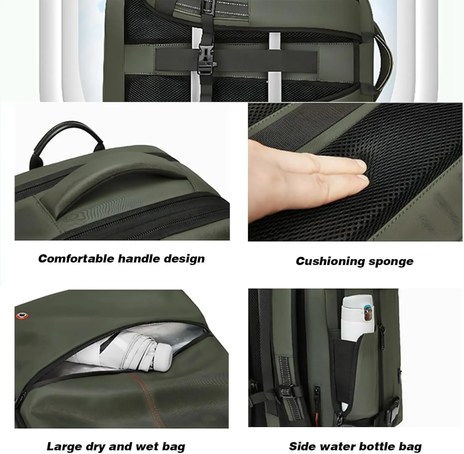 Vaccage - Vaccage Backpack, 60L Expandable Vacpack Backpack Vacuum Compression, Large Capacity Anti Theft Travel Back Pack (Green)