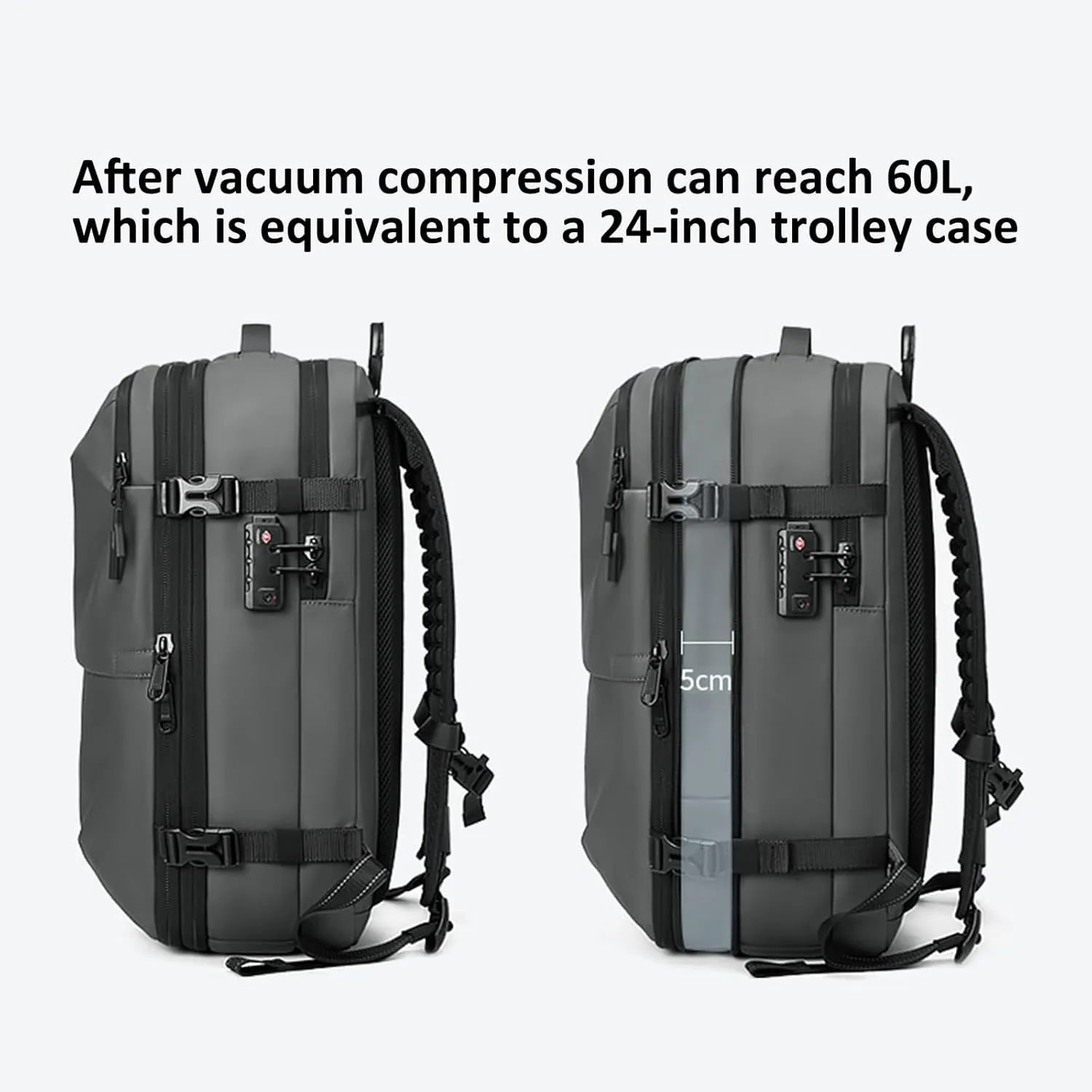 Vacpack Backpack, Airbag Backpack, Backpack with Vacuum Compression, Airpack Backpack with Pump, 60L Large Capacity Waterproof Anti-Theft Travel Backpack (A-Green)
