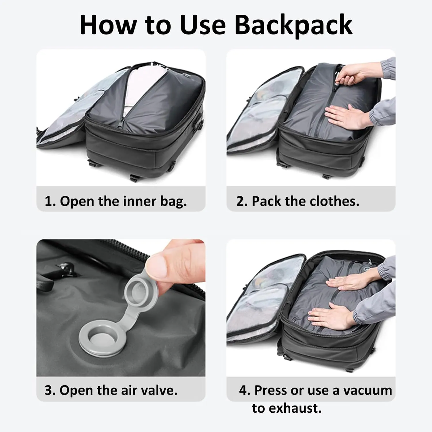 Vacpack Backpack, Airbag Backpack, Backpack with Vacuum Compression, Airpack Backpack with Pump, 60L Large Capacity Waterproof Anti-Theft Travel Backpack (A-Green)