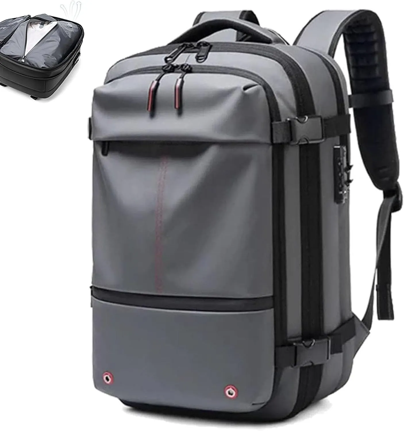 Vacpack Backpack, Expandable Vacpack Backpack, Large Capacity Vacuum Compression Travel Backpack (Gray)