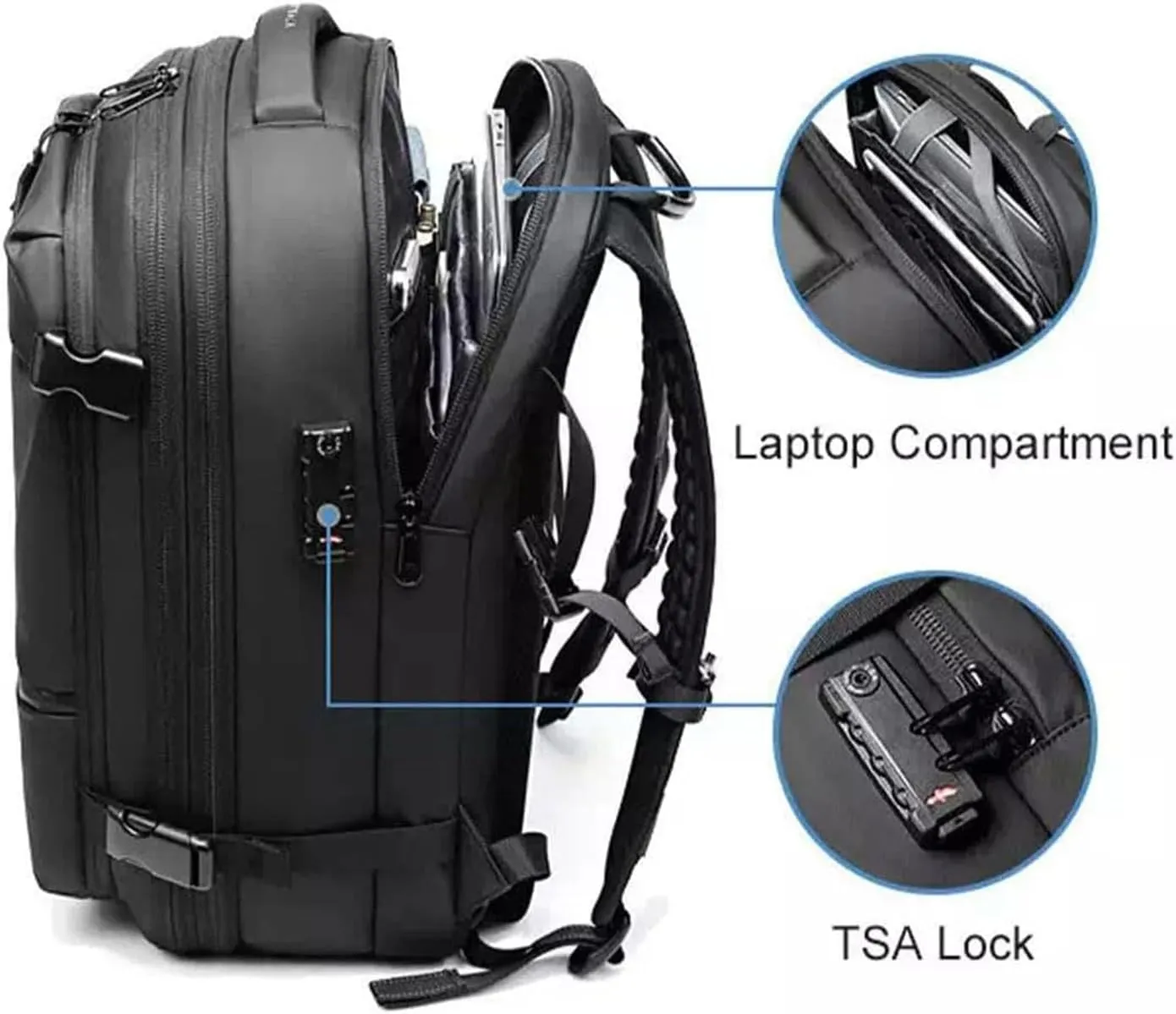 Vacpack Backpack,Vacuum Pack Backpack for Travel,Expandable Airback Vacuum Compression Backpack,Waterproof,Anti-Theft(Black   Electric Vacuum)