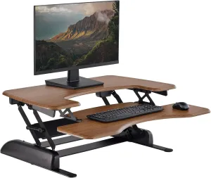Vari VariDesk Pro Plus 36 - Adjustable Desk Converter with 11 Height Settings - Laptop Sit Stand Desk Riser for Home Office, Table Tops, Workspace - Fully Assembled, Spring Loaded Lift - Walnut