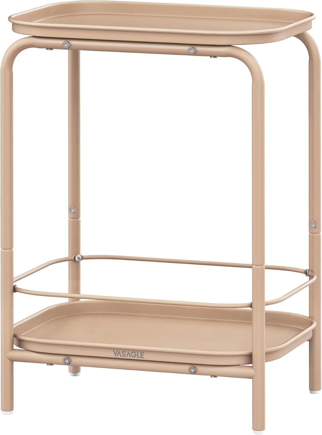 VASAGLE 2-Tier Outdoor Table, Small Side End Table with Tray Storage, Bedside Nightstand for Living Room, Bedroom, Modern Style, Camel Brown ULET243K01