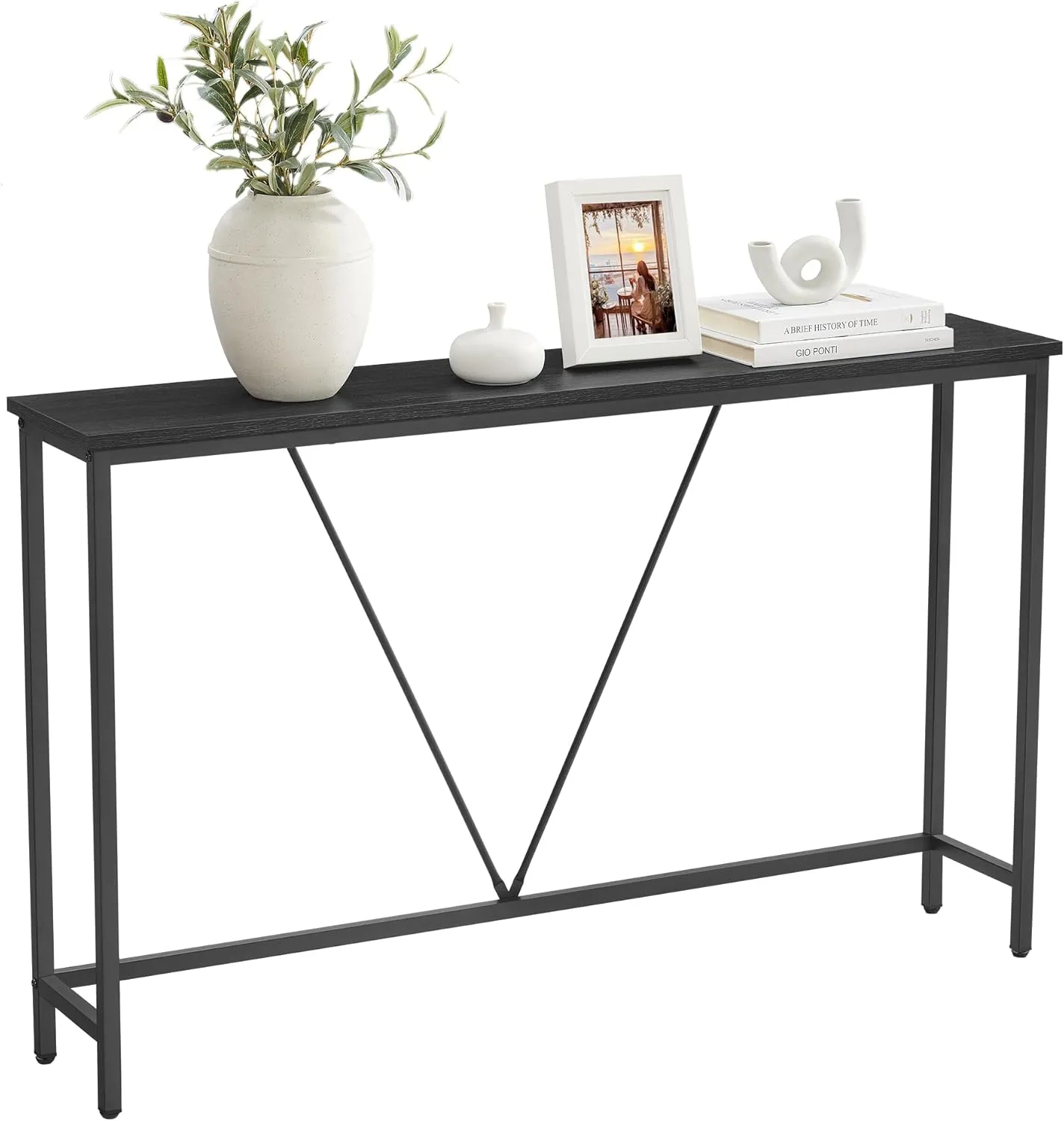 VASAGLE Console Sofa Table, Narrow Entryway Table, for Living Room, Bedroom, Easy Assembly, Charcoal Gray and Ink Black ULNT020B04