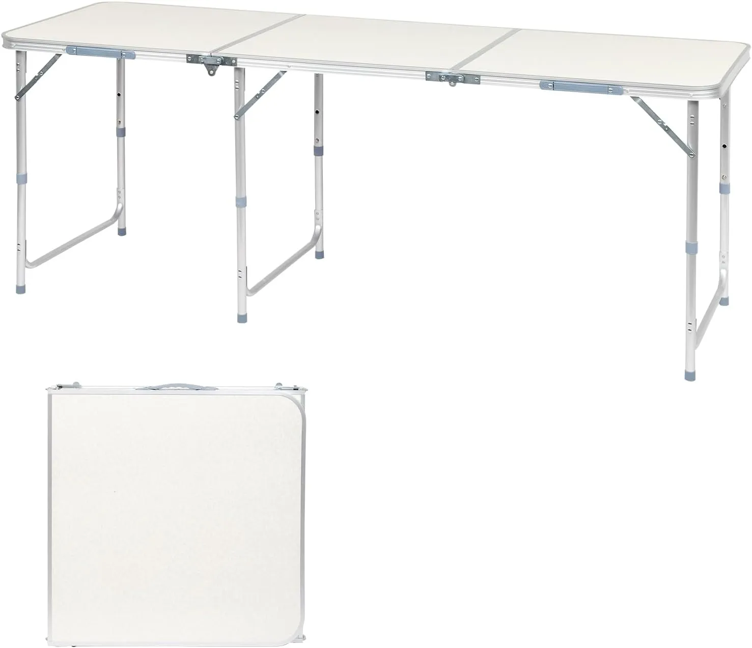 Vasitelan Camping Folding Aluminum Folding Table with Adjustable Height,Portable Picnic Table Foldable Table for Outdoor Backyard BBQ (6 FT)