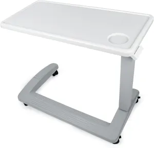 Vaunn FSA/HSA Eligible, Medical Adjustable Overbed Exam Bedside Table with Wheels (Hospital and Home Use), New Tabletop, Light Gray