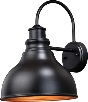 VAXCEL Delano 1 Light Dusk to Dawn Bronze Gold Farmhouse Barn Dome Outdoor Wall Lantern