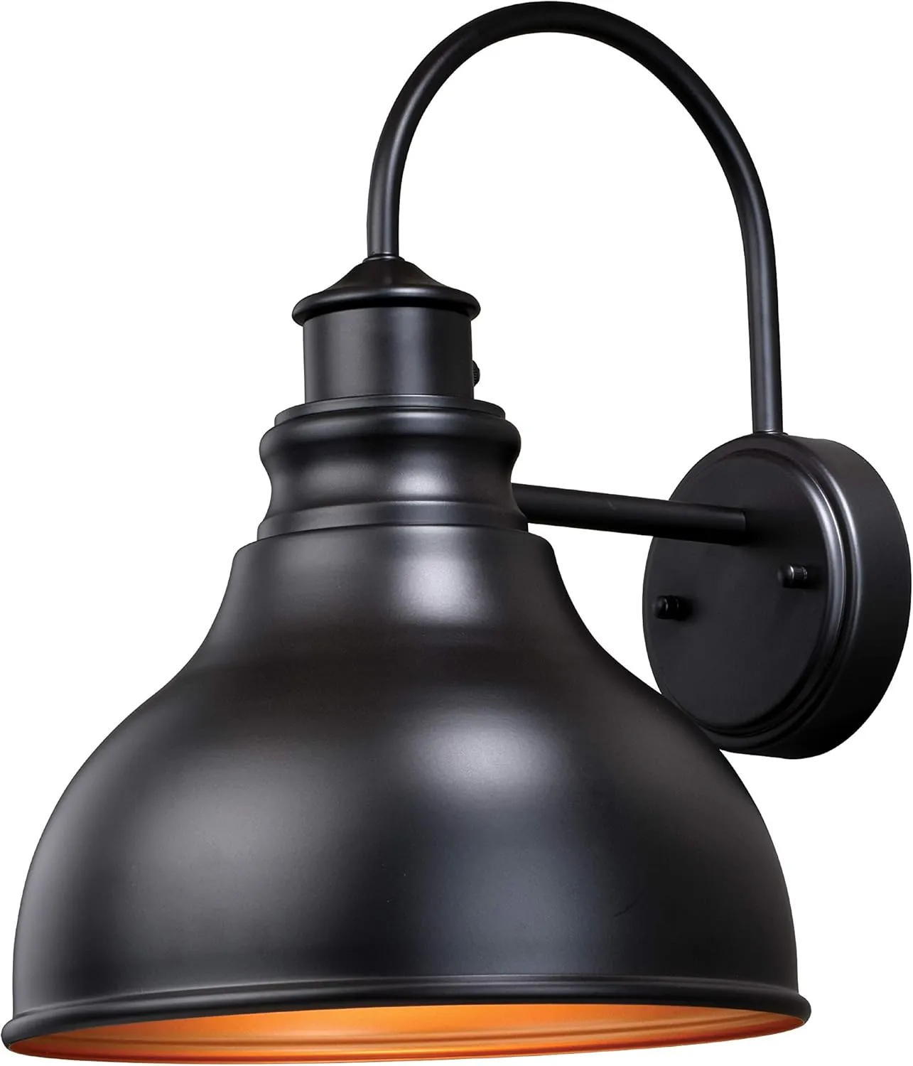 VAXCEL Delano 1 Light Dusk to Dawn Bronze Gold Farmhouse Barn Dome Outdoor Wall Lantern