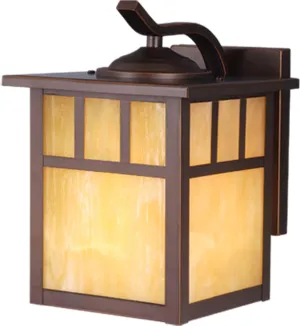 VAXCEL Mission 1 Light Bronze Rectangle Outdoor Wall Lantern Honey Glass