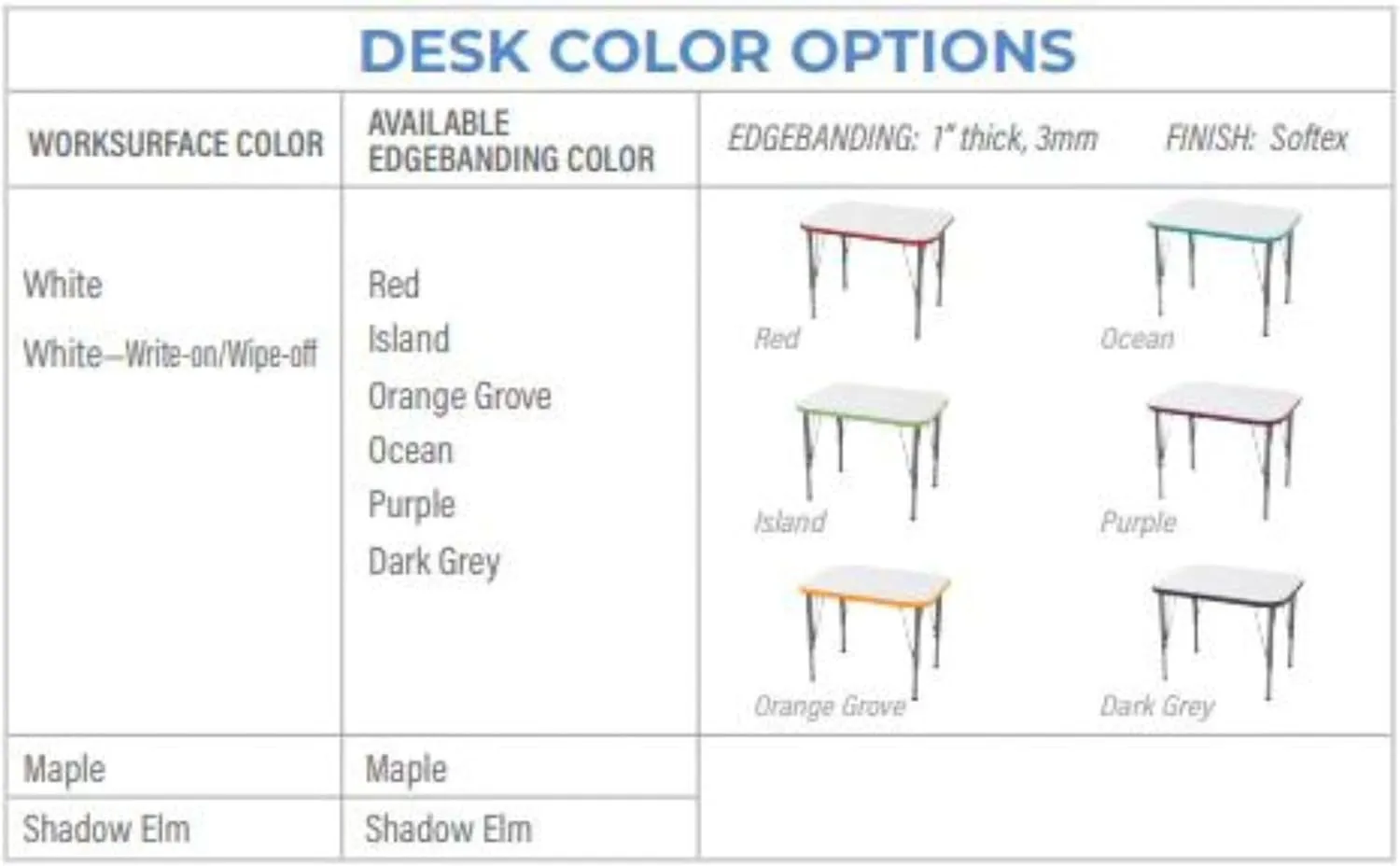 Versa Desk Adjustable Height Kids Table, Large Rectangular Child Desk for School Classroom, Tall Size (White/Ocean, 21-30" H)