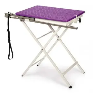 Versatile Pet Grooming Table with Adjustable Arm, Non-Slip Pawprint Tabletop, Compact Steel Frame, & Polypropylene Surface - Durable Construction, Easy to Clean, Perfect for Professional Groomers