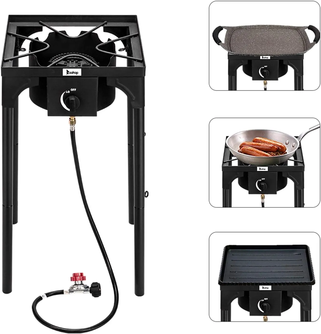 VERYKE Outdoor Camping Stove,Protable Propane Gas Burner Stove,High Pressure Stand Cooker for Backyard,Camping,Home (Single Burner 75000-BTU)