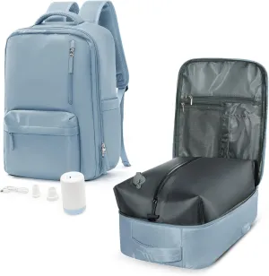 VGCUB Small Travel Backpack with Vacuum System Carry on Storage Compression Personal Item Bags with Electric Pump Work Business Vacpack College Airback lightweight Backpack for Women Men Light blue