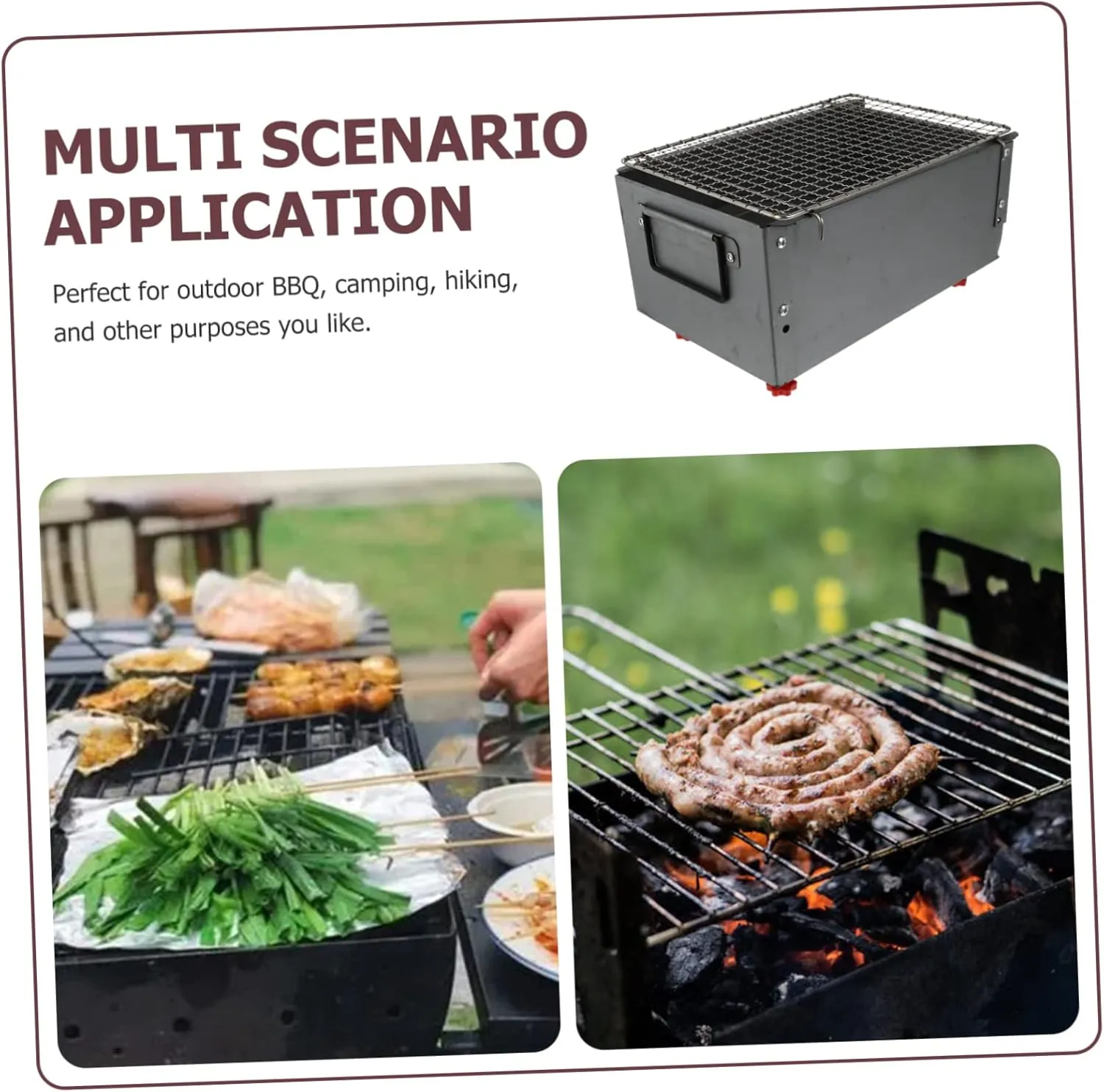 VICASKY 2pcs Portable Bbq Grill Iron Alloy Stove Camping Grill Grate Skewer Outdoor Cooking for Occasions