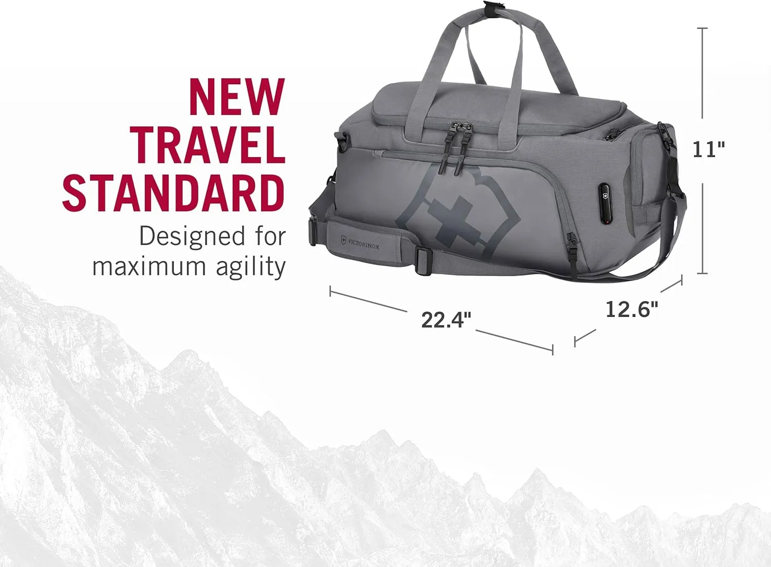 Victorinox Touring 2.0 Travel 2-in-1 Duffel - Modern, Durable Duffel Bag & Backpack for the Gym, Pool, or Trail - Features Shoe Compartment - 38 Liters, Light Gray