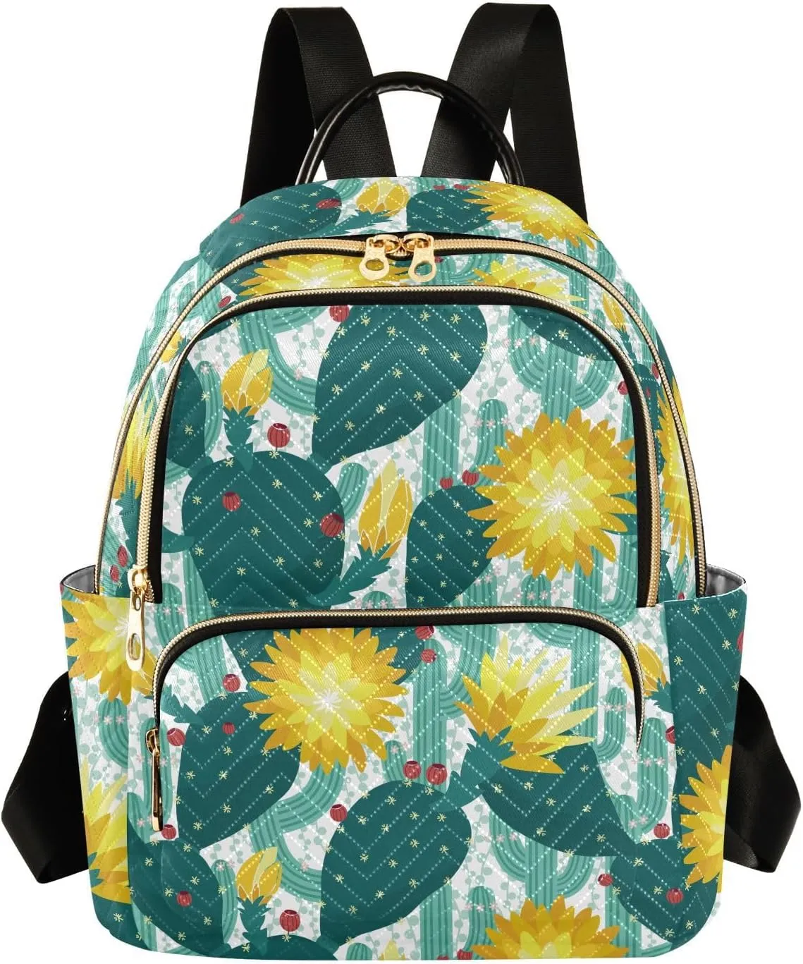 VIGTRO Women Fashion Backpack Quilted Mini Purse Berries Cactus Background, Lightweight Travel Casual Shoulder Backpack with Adjustable Straps Size M