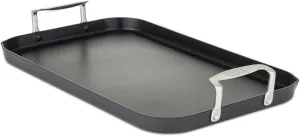 Viking Non Stick Double Burner Griddle, Hard Anodized Nonstick Kitchen Cookware Grill Pan with Handles, Oven Safe, Works on Electronic, Ceramic, and Gas Stove Tops, 19 x 11 Inch