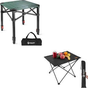 VILLEY Folding Camping Square Table with Carry Bag Folding Camping Table with Carry Bag