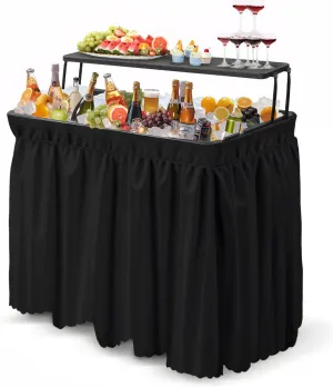 VINGLI Portable Cooler Table with Extra Storage Shelf, Alloy Steel, Black, Picetable Model