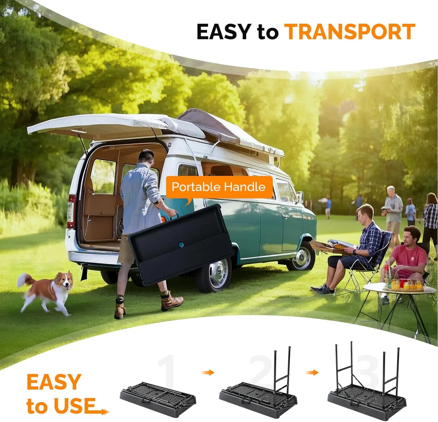 VINGLI Portable Cooler Table with Extra Storage Shelf, Alloy Steel, Black, Picetable Model
