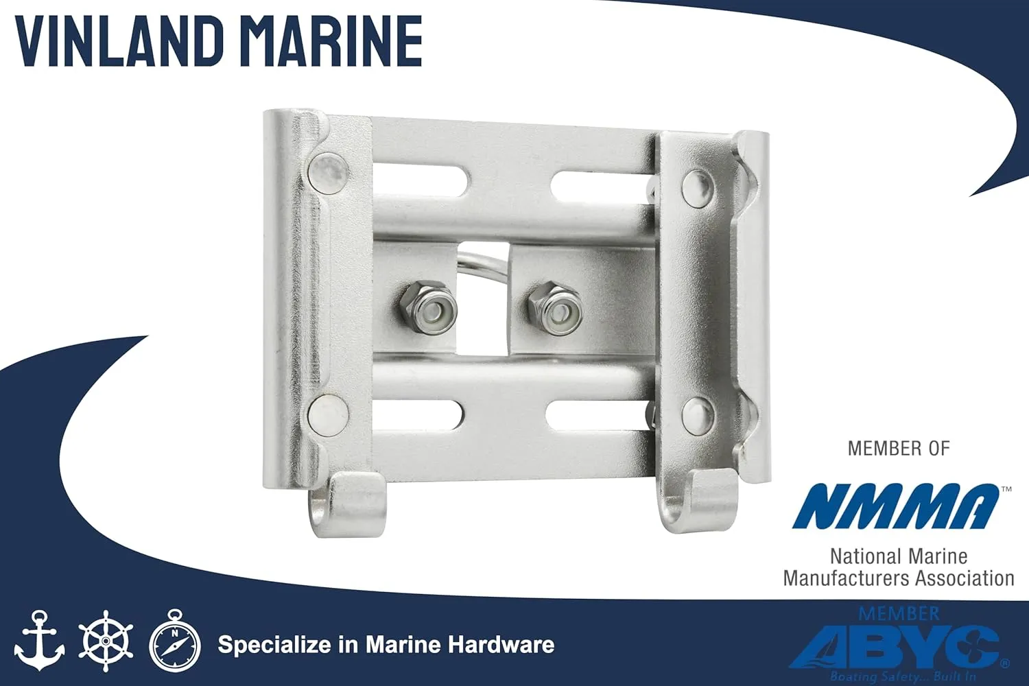 Vinland Marine 304 Stainless Steel Anchor Mount Bracket, Horizontal or Vertical Mount, for Square & Round Tubes, Anchor Holder Boat Anchor Holder, Anchor Bracket Hook