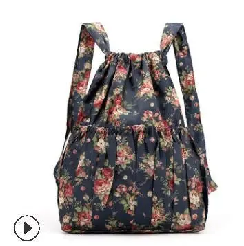 Vintage Drawstring Waterproof Nylon Backpack