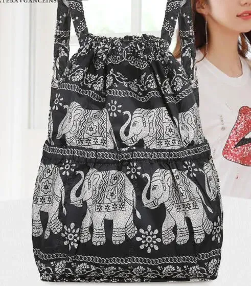 Vintage Drawstring Waterproof Nylon Backpack