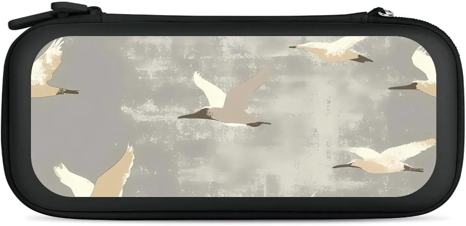 Vintage Flying Birds Compatible with Switch Carrying Case Hard Travel Game Bag Pouch with 15 Games Accessories