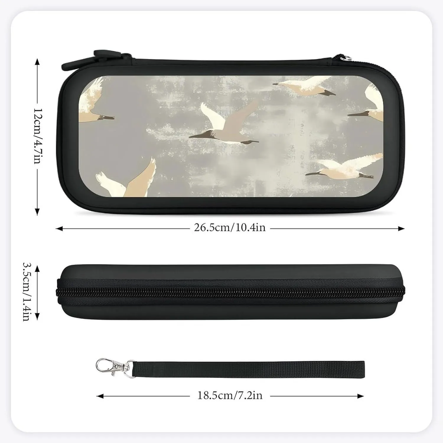 Vintage Flying Birds Compatible with Switch Carrying Case Hard Travel Game Bag Pouch with 15 Games Accessories