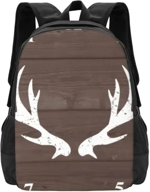 Vintage Rustic Hunting Deer Antler Wood Lightweight Packable Backpack Travel Casual Hiking Daypack Foldable Backpack For Men Women