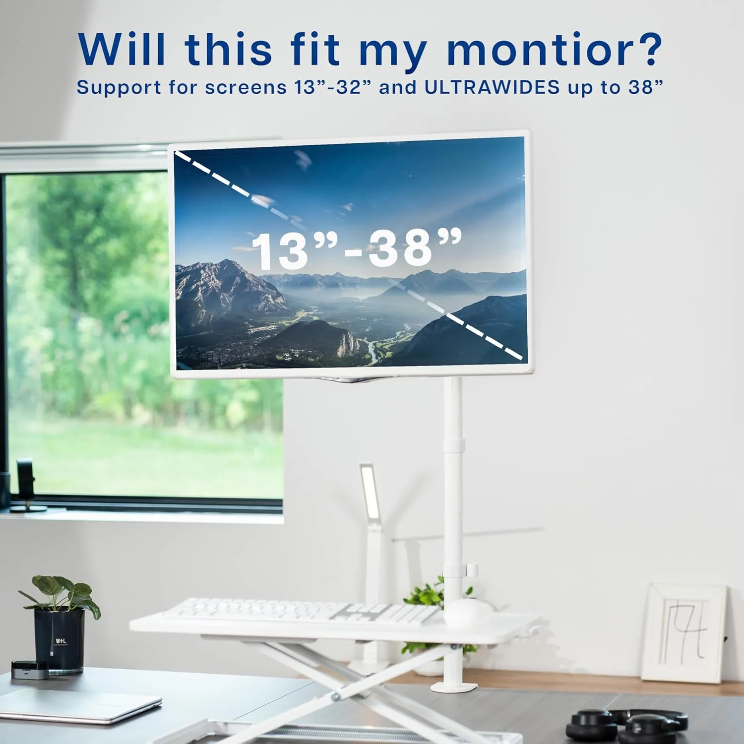 VIVO Extra Tall Single Monitor Desk Mount Stand with 39 inch Pole, Features Full Adjustability - Tilt and Articulation, Holds 13 to 32 inch Screens up to 10kg with VESA Mounting, White, STAND-V011W