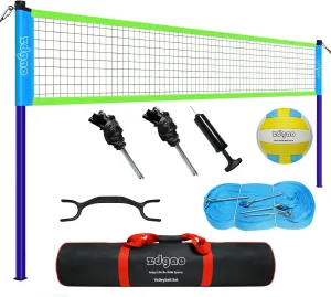 Volleyball Net Outdoor - Professional Volleyball Set with Height Adjustable Aluminum Poles and Anti-Sag System, Boundary Line, Volleyball and Pump