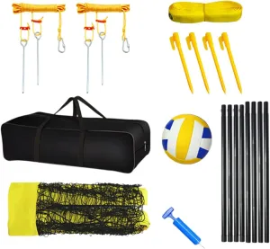 Volleyball Set Portable Volleyball Net System Carry Bag Heavy Duty Volleyball Net Volleyball Complete Set for Lawn Outdoor