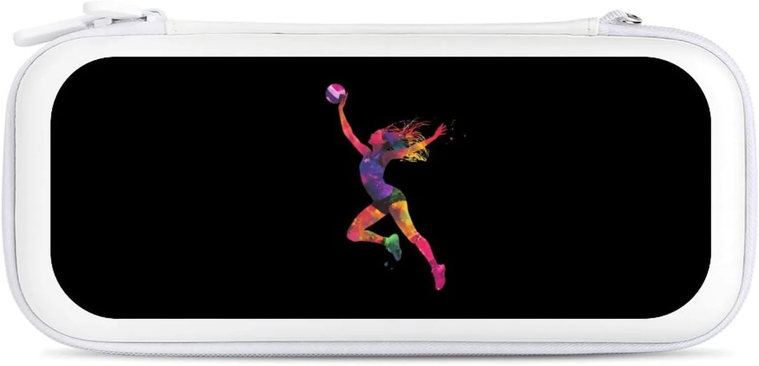 Volleyball Sports Compatible with Switch Carrying Case Hard Travel Game Bag Pouch with 15 Games Accessories