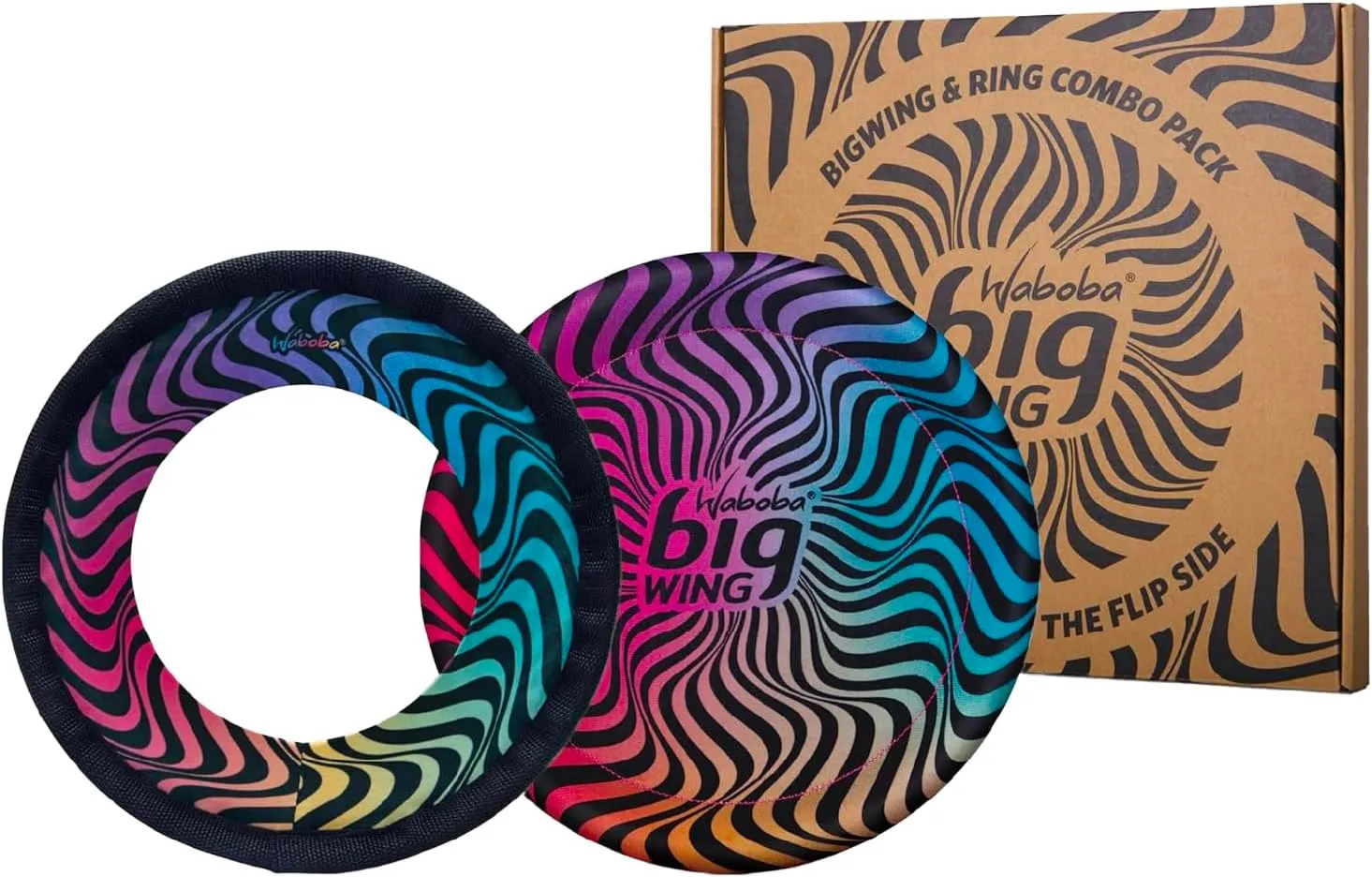 Waboba BigWing & BigRing Frisbee Combo Pack, Fabric Frisbee 2 Pack for Kids & Adults, Soft Catch Lightweight Flying Disc for Yard Games
