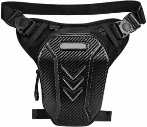 Waist Pack Motorcycle Drop Leg Bag for Men Women Outdoor Travel Hiking Cycle Leg Bag Waterproof Hard Shell Large Capacity for Hiking Climbing Cycling Fishing Riding Travel (Carbon fiber)