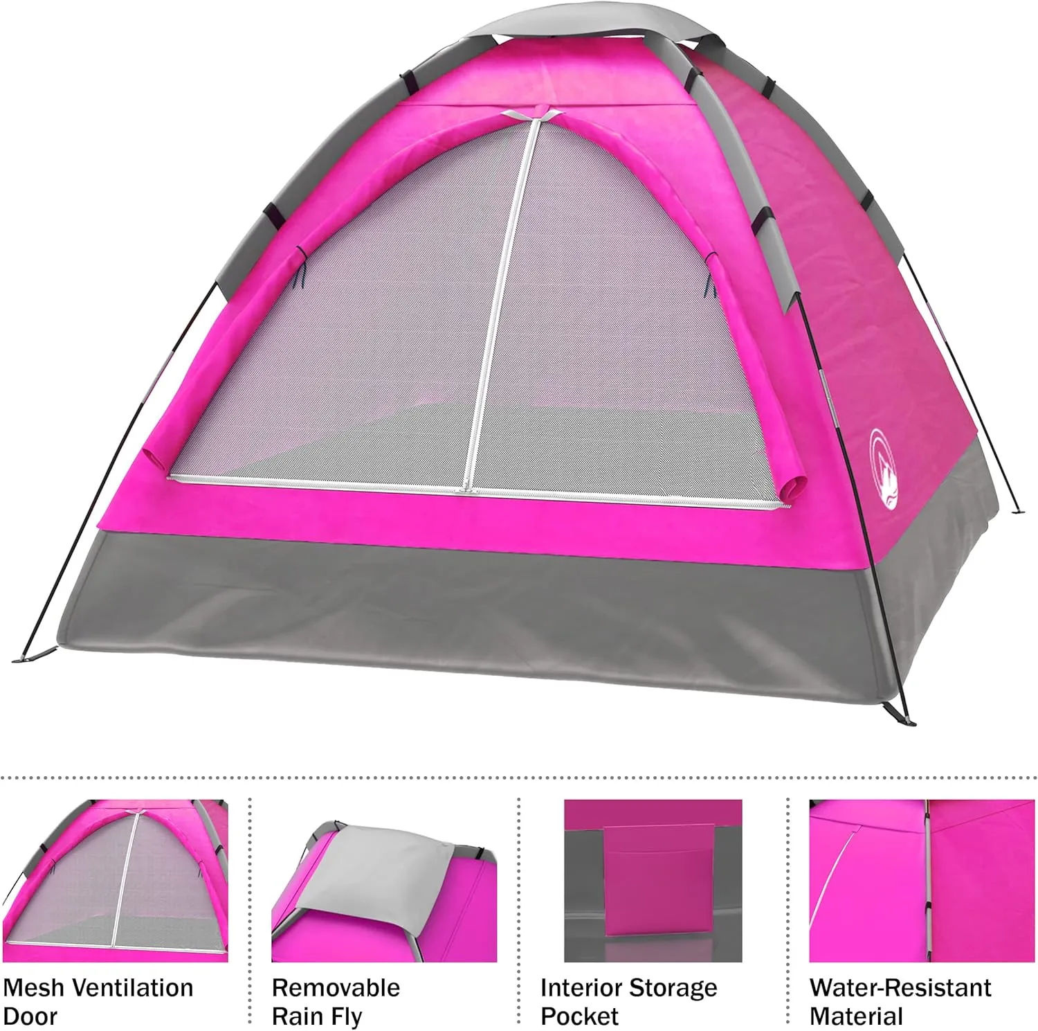 Wakeman Tents 2-Person Tent with Removable Rain Fly and Carry Bag - Comes with Camping Lantern with Fan - Weather-Resistant Camping Accessories by Wakeman